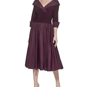 Jessica Howard Mixed-Media Fit & Flare Midi Dress Size 6